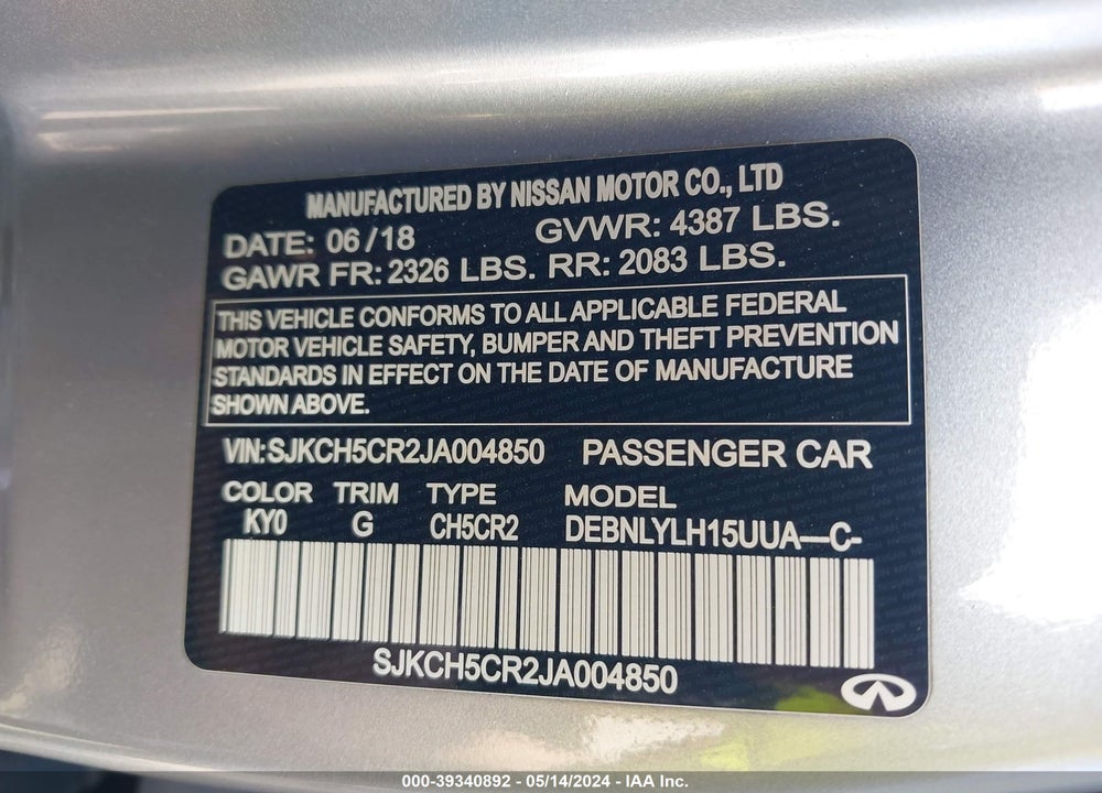 2018 INFINITI QX30 VIN: SJKCH5CR2JA004850