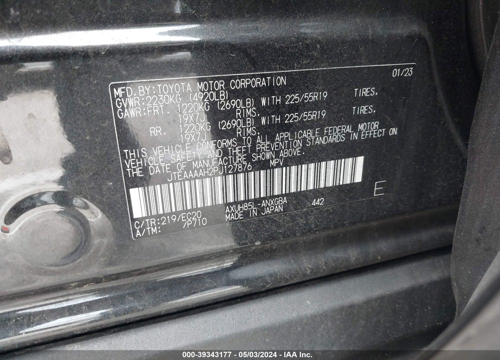 2023 TOYOTA VENZA NIGHTSHADE EDITION VIN: JTEAAAAH2PJ127876