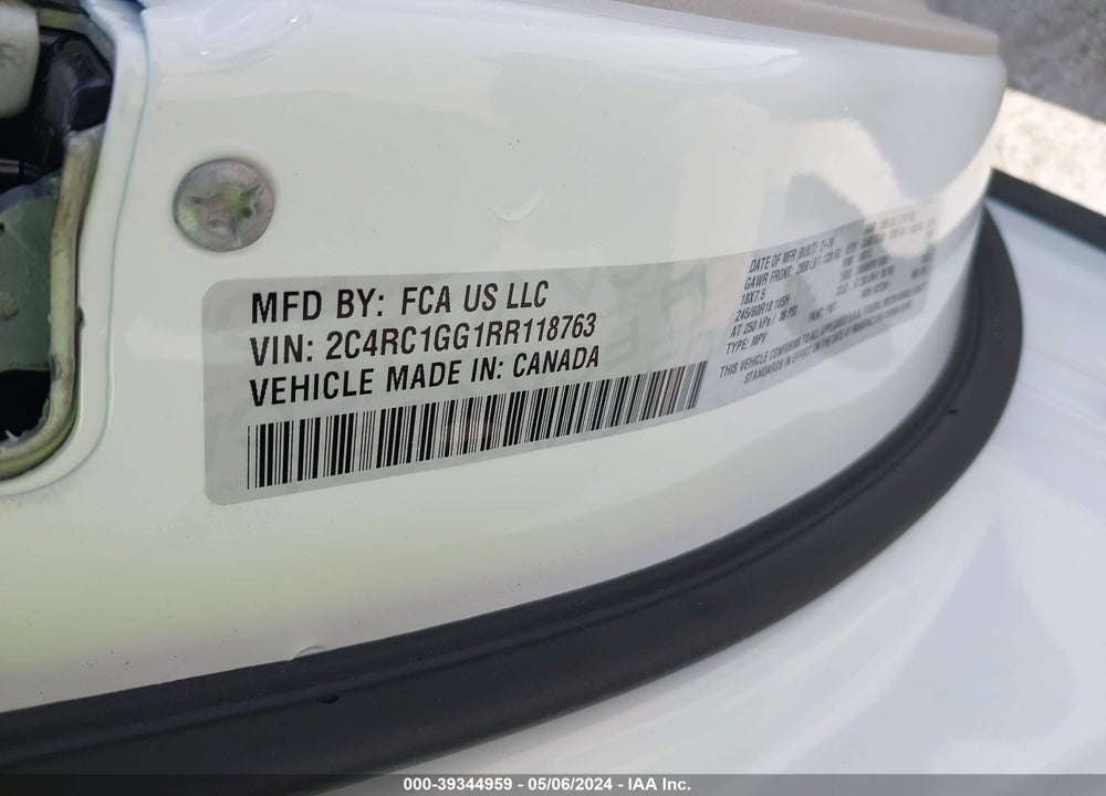 2024 CHRYSLER PACIFICA LIMITED VIN: 2C4RC1GG1RR118763