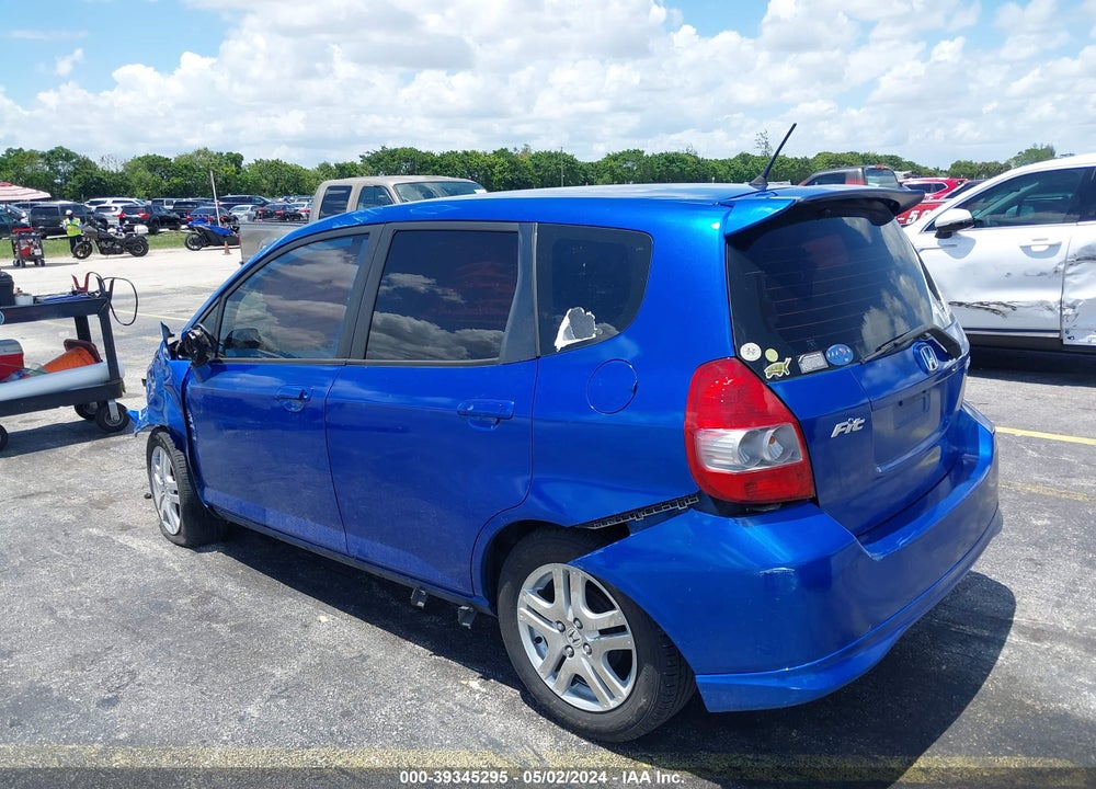 2007 HONDA FIT SPORT VIN: JHMGD38667S040383