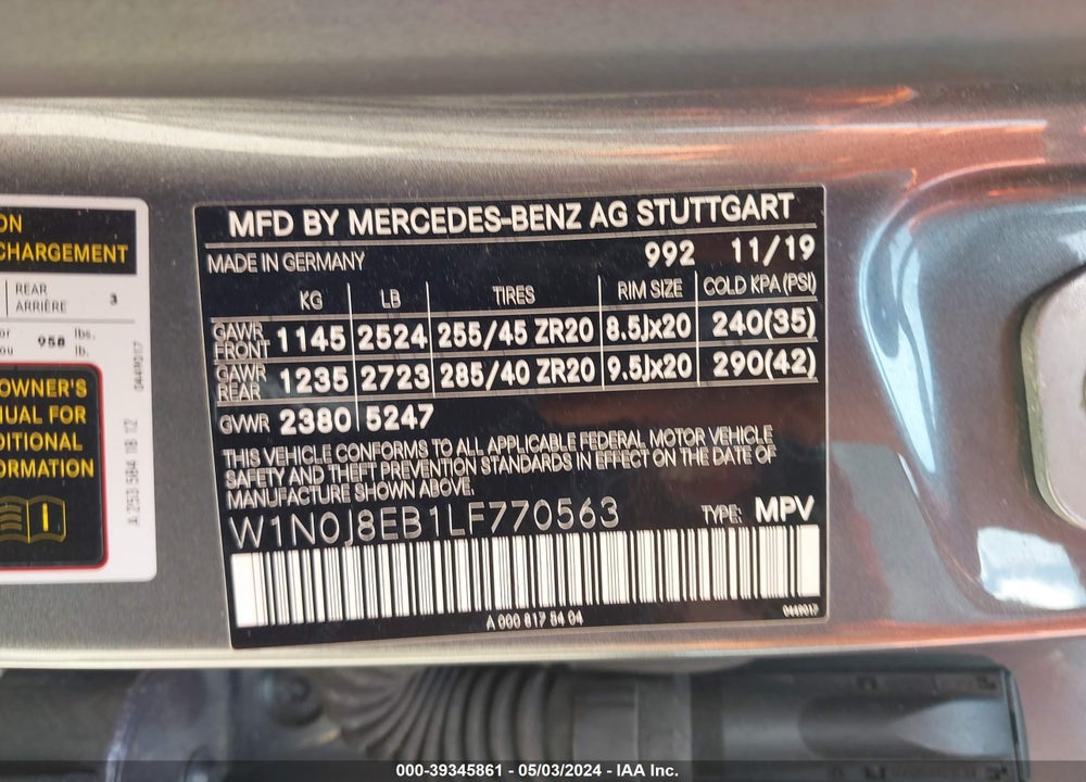 2020 MERCEDES-BENZ GLC 300 COUPE 4MATIC VIN: W1N0J8EB1LF770563