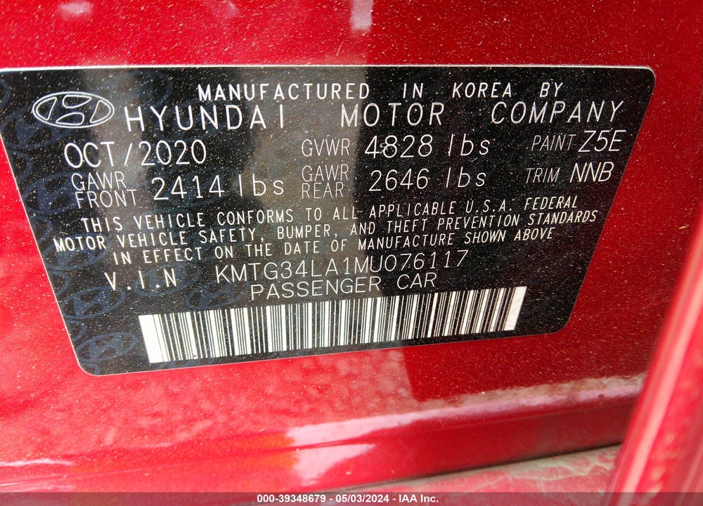 2021 GENESIS G70 2.0T AWD VIN: KMTG34LA1MU076117