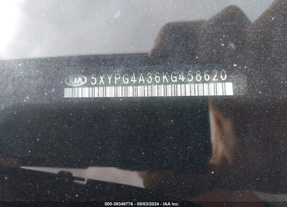 2019 KIA SORENTO 2.4L L VIN: 5XYPG4A36KG458620