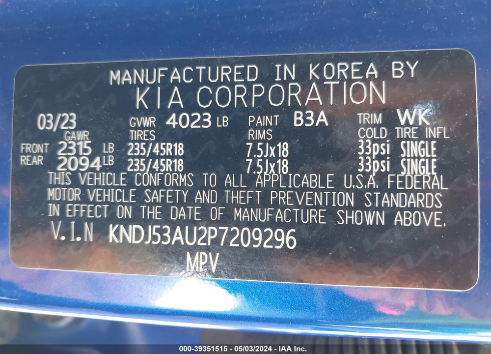 2023 KIA SOUL GT LINE VIN: KNDJ53AU2P7209296