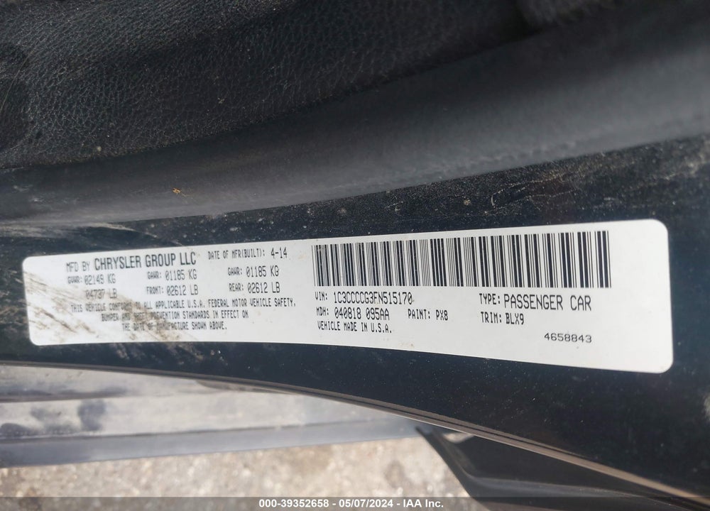 2015 CHRYSLER 200 C VIN: 1C3CCCCG3FN515170