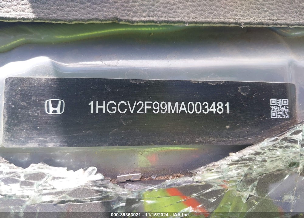 2021 HONDA ACCORD TOURING VIN: 1HGCV2F99MA003481