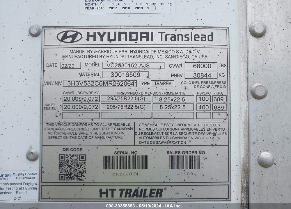 2021 HYUNDAI TRANSLEAD INC --- VIN: 3H3V532C6MR262064