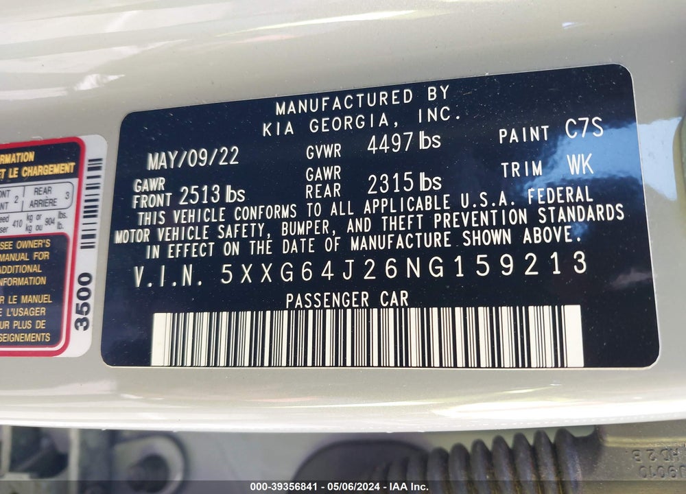 2022 KIA K5 GT LINE VIN: 5XXG64J26NG159213