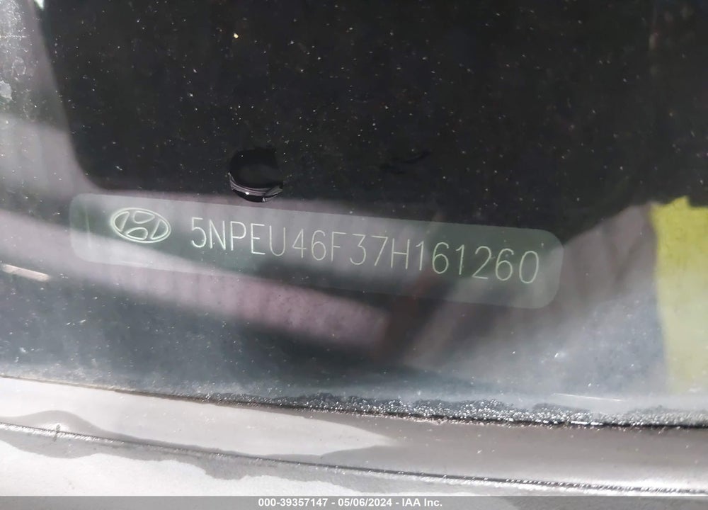2007 HYUNDAI SONATA LIMITED/SE V6 VIN: 5NPEU46F37H161260