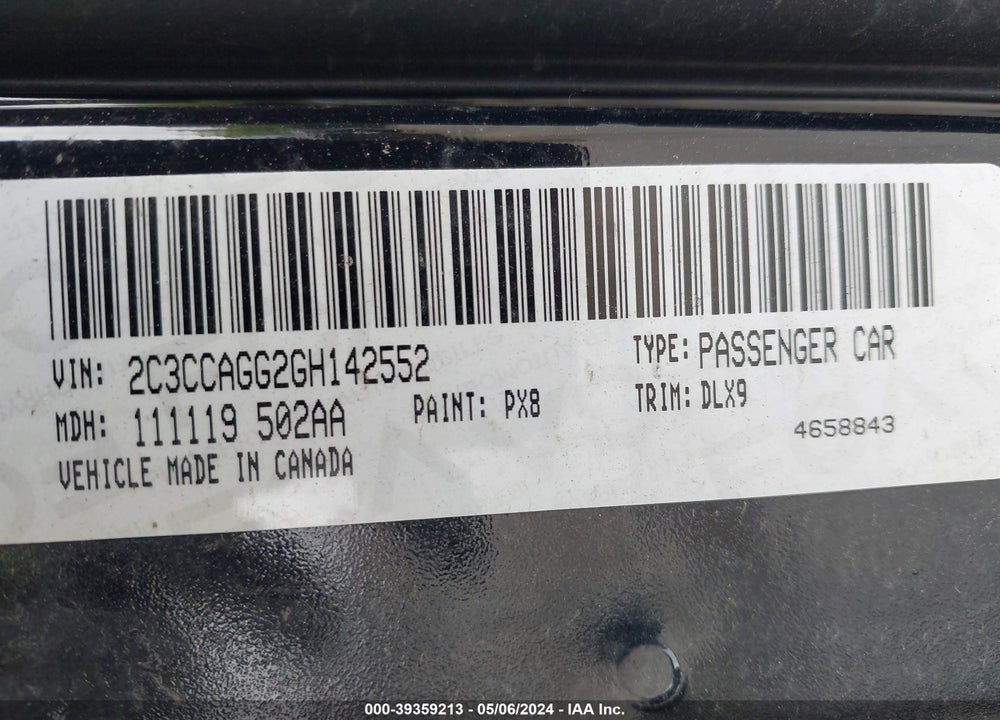 2016 CHRYSLER 300 VIN: 2C3CCAGG2GH142552