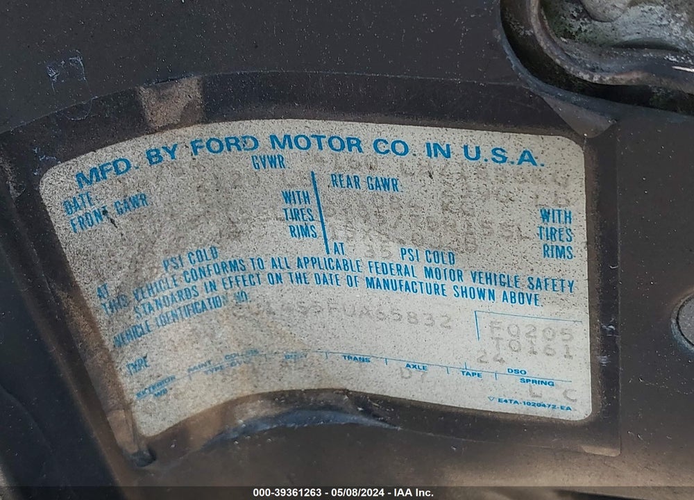 1985 FORD BRONCO II VIN: 1FMCU14S5FUA65832