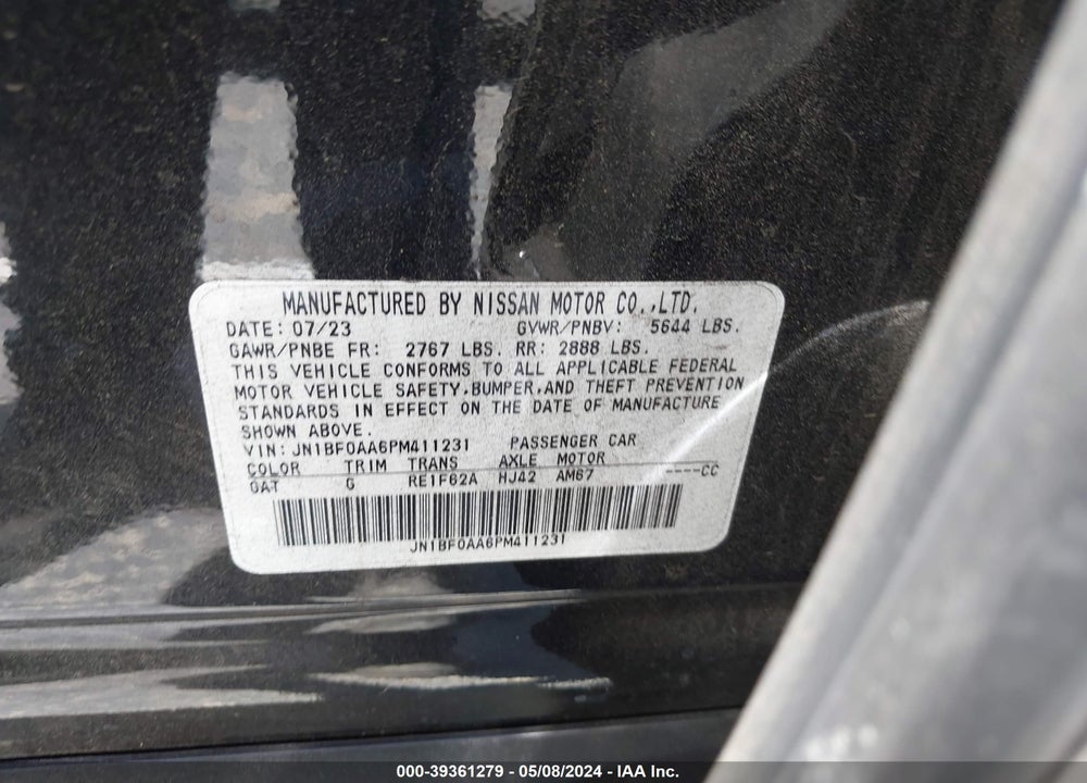2023 NISSAN ARIYA VENTURE+ VIN: JN1BF0AA6PM411231