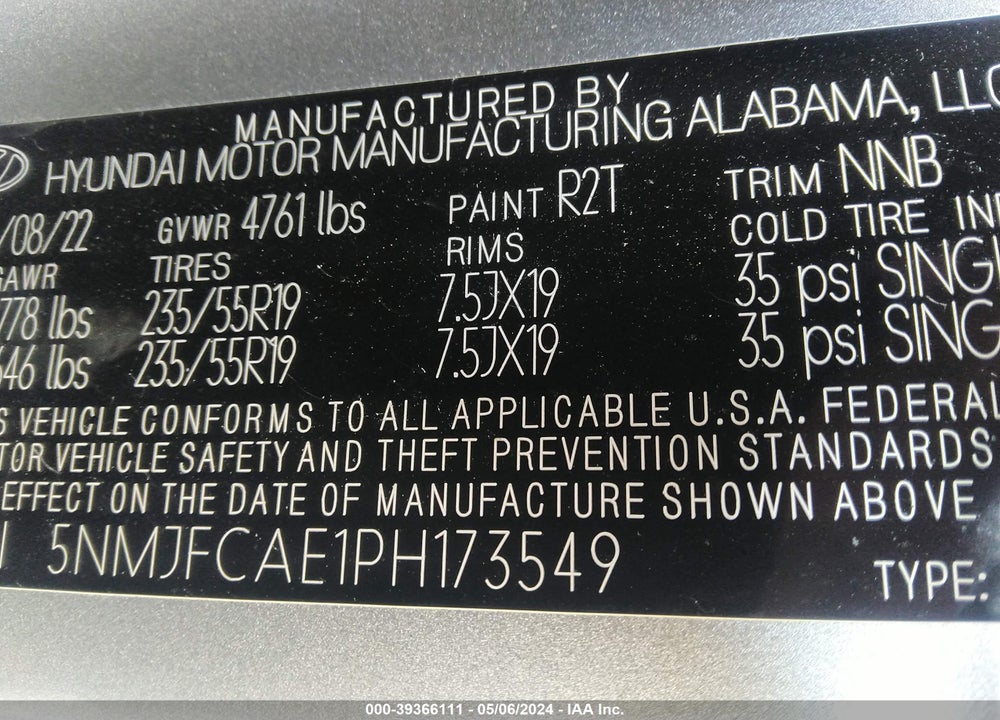2023 HYUNDAI TUCSON VIN: 5NMJFCAE1PH173549