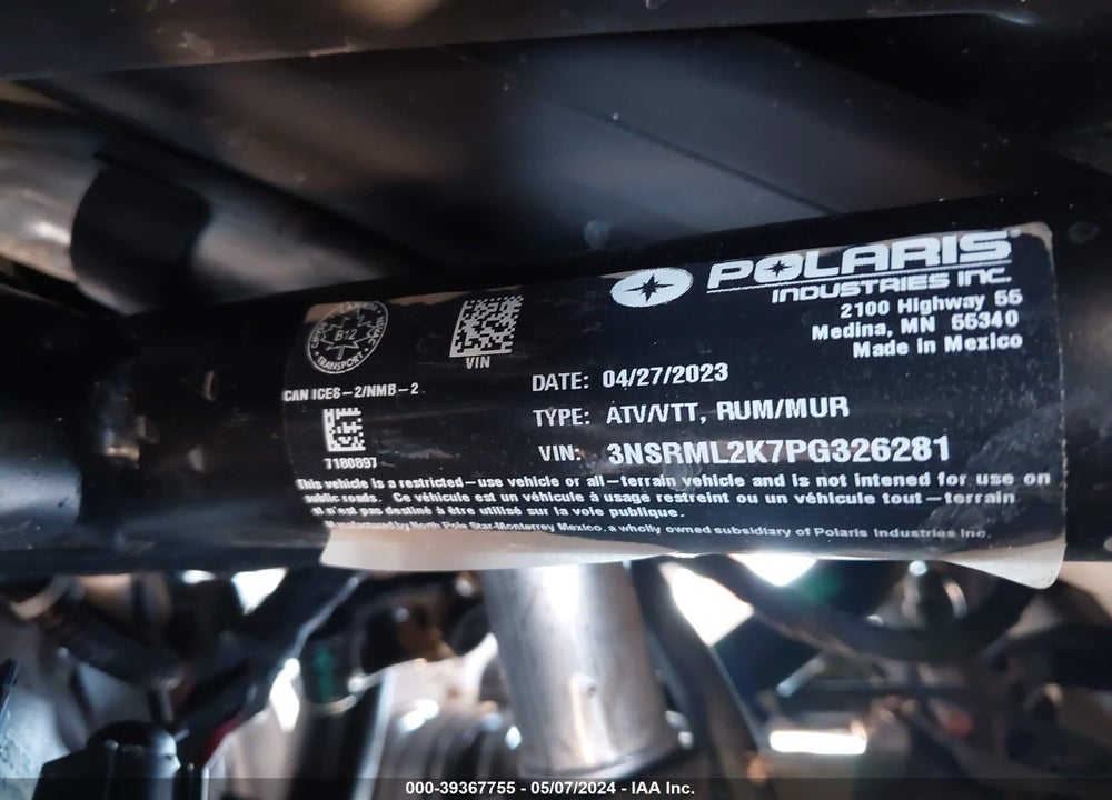 2023 POLARIS RZR PRO R 4 ULTIMATE LAUNCH EDITION VIN: 3NSRML2K7PG326281