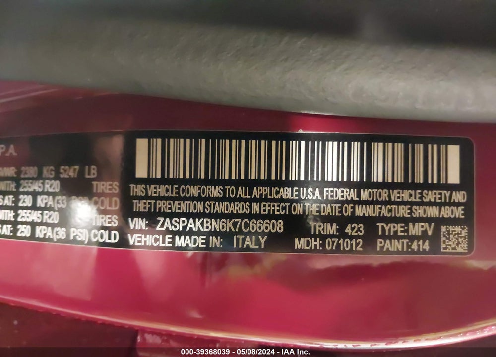 2019 ALFA ROMEO STELVIO TI SPORT AWD VIN: ZASPAKBN6K7C66608