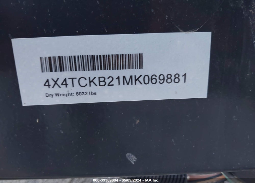 2021 FORE CHEROKEE VIN: 4X4TCKB21MK069881