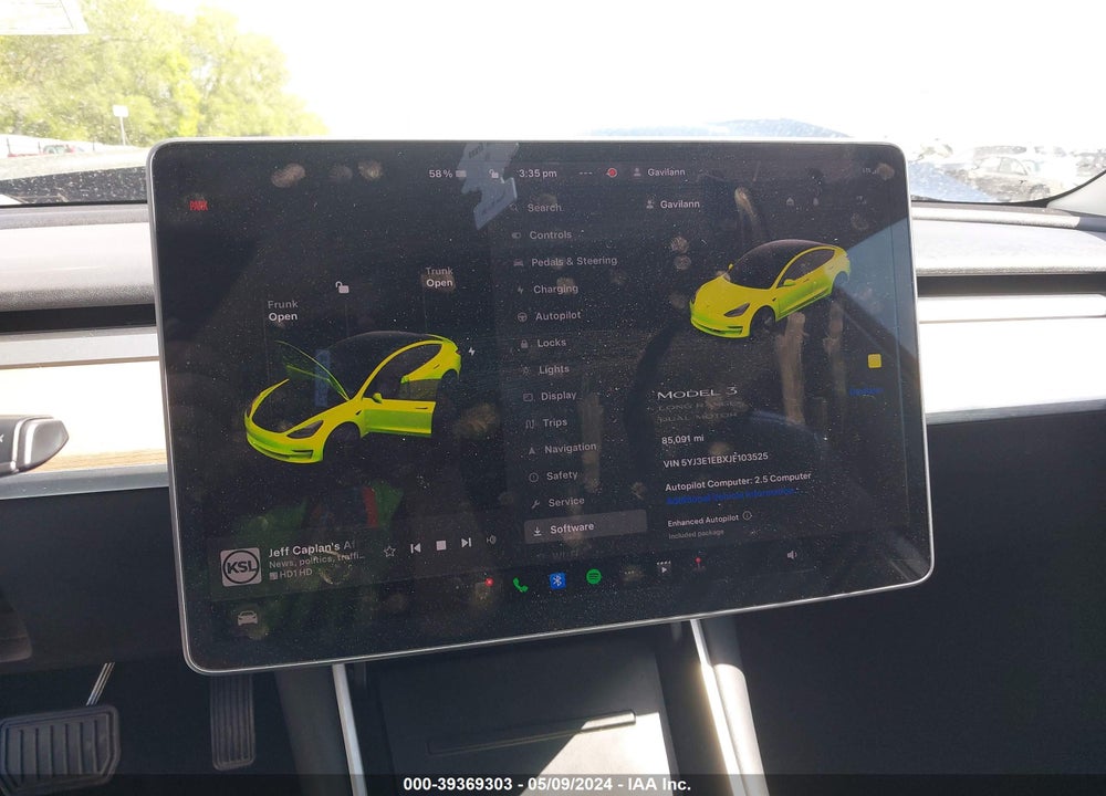 2018 TESLA MODEL 3 LONG RANGE/PERFORMANCE VIN: 5YJ3E1EBXJF103525
