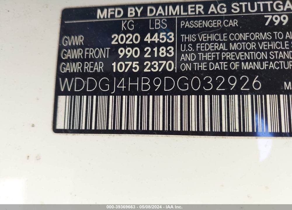 2013 MERCEDES-BENZ C 250 VIN: WDDGJ4HB9DG032926