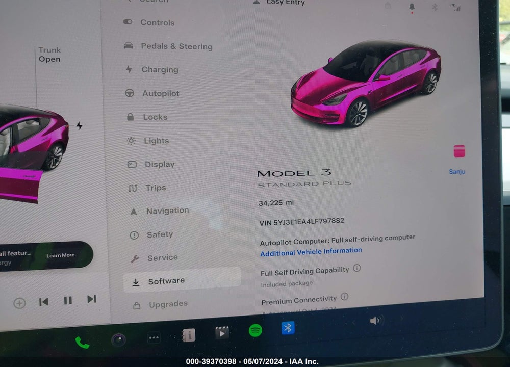 2020 TESLA MODEL 3 STANDARD RANGE PLUS REAR-WHEEL DRIVE/STANDARD RANGE REAR-WHEEL DRIVE VIN: 5YJ3E1EA4LF797882