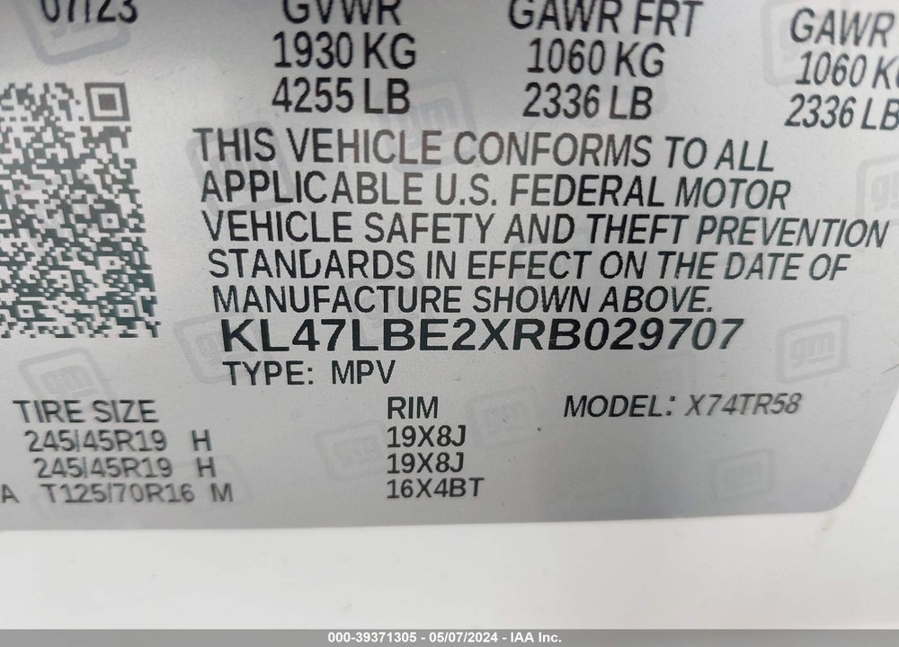 2024 BUICK ENVISTA SPORT TOURING FWD VIN: KL47LBE2XRB029707