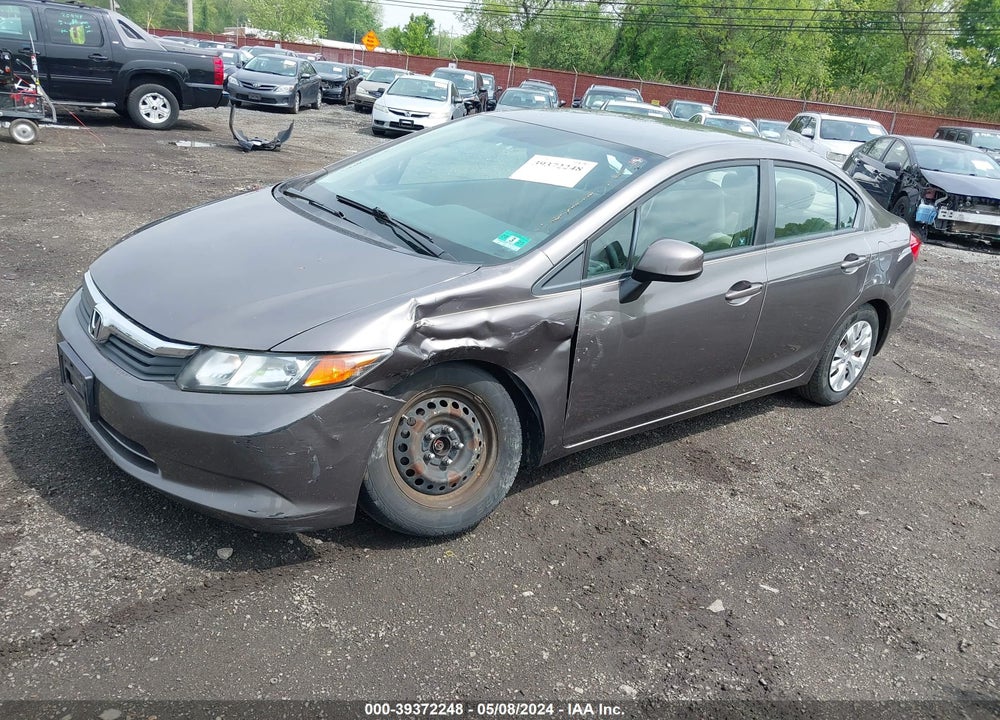2012 HONDA CIVIC LX VIN: 19XFB2F54CE332182