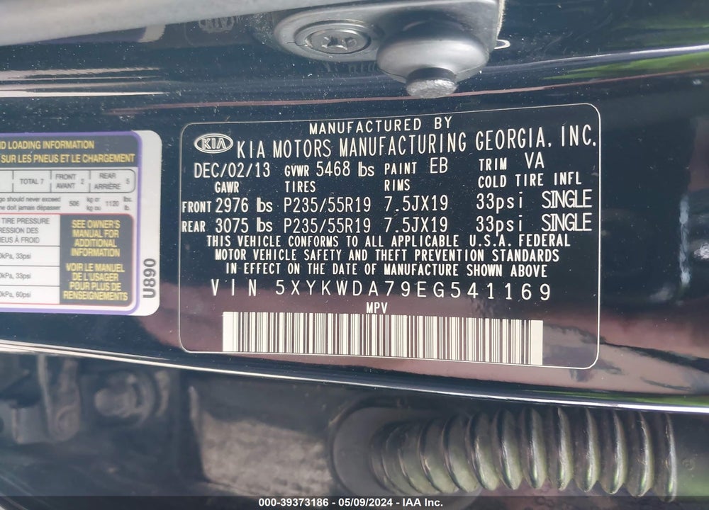 2014 KIA SORENTO LIMITED V6 VIN: 5XYKWDA79EG541169