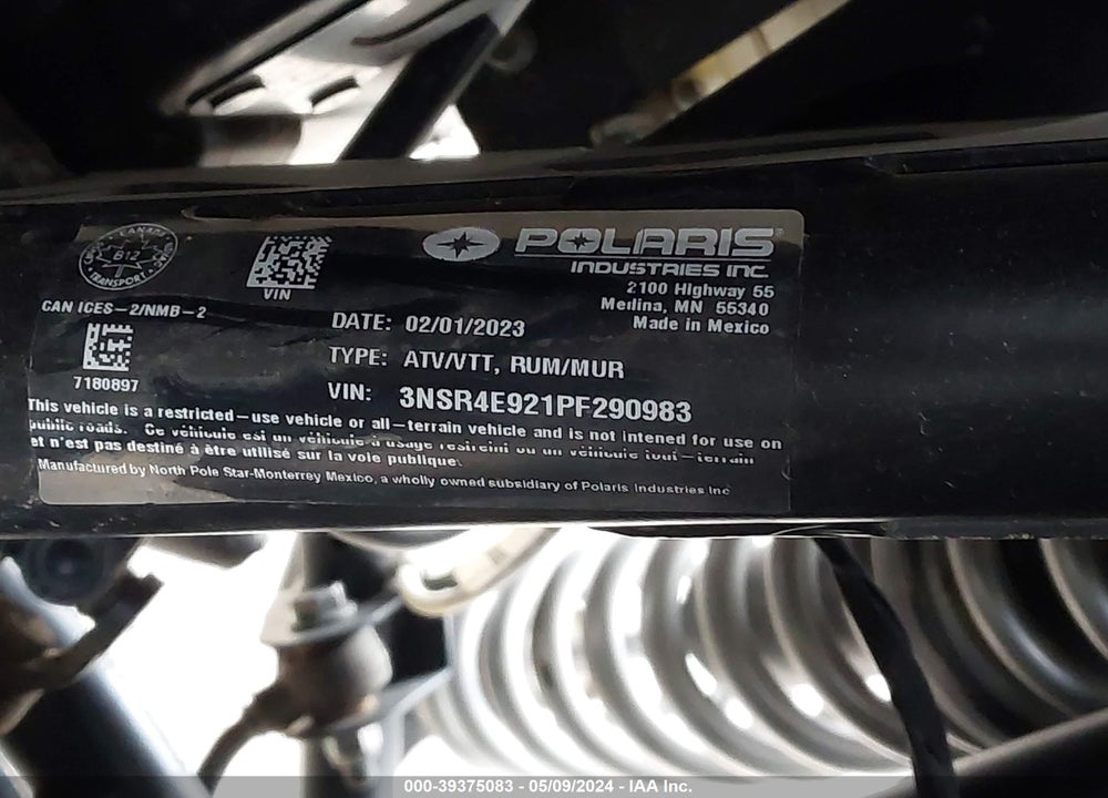 2023 POLARIS RZR PRO XP 4 SPORT VIN: 3NSR4E921PF290983