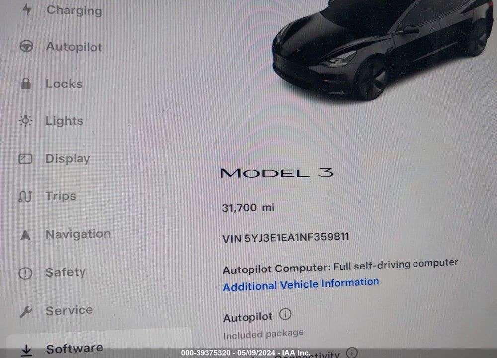 2022 TESLA MODEL 3 REAR-WHEEL DRIVE VIN: 5YJ3E1EA1NF359811