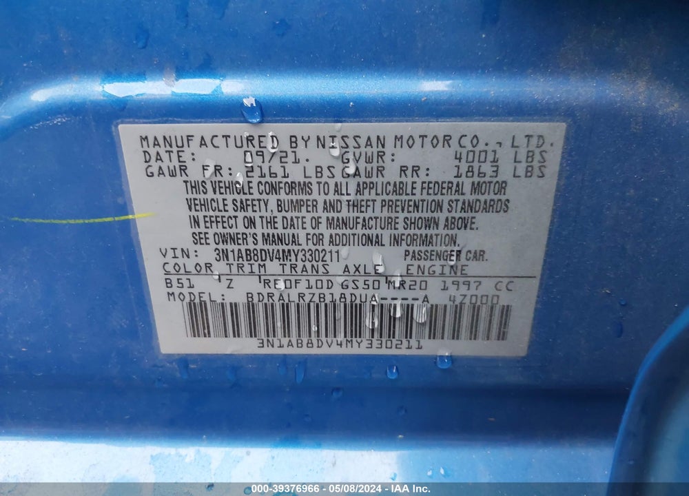 2021 NISSAN SENTRA SR XTRONIC CVT VIN: 3N1AB8DV4MY330211