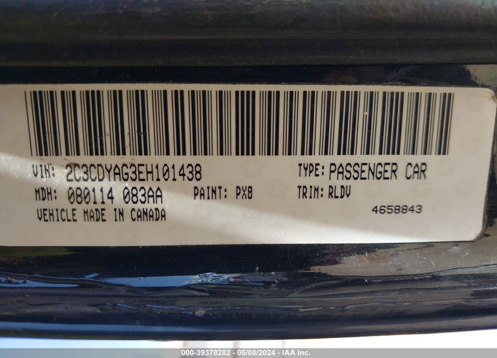 2014 DODGE CHALLENGER SXT VIN: 2C3CDYAG3EH101438