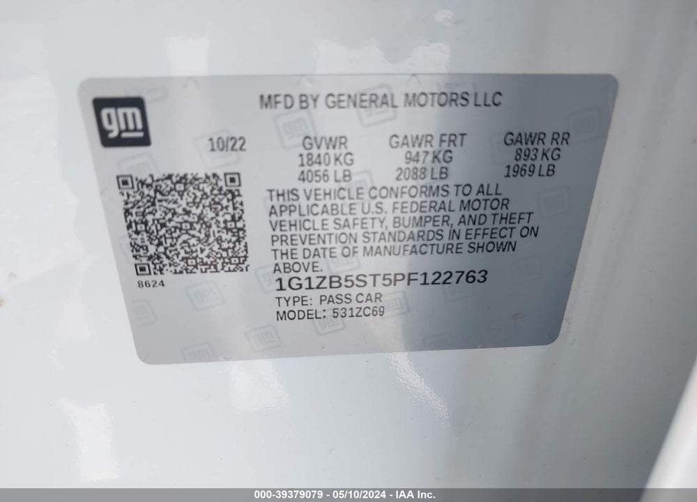 2023 CHEVROLET MALIBU FWD LS VIN: 1G1ZB5ST5PF122763