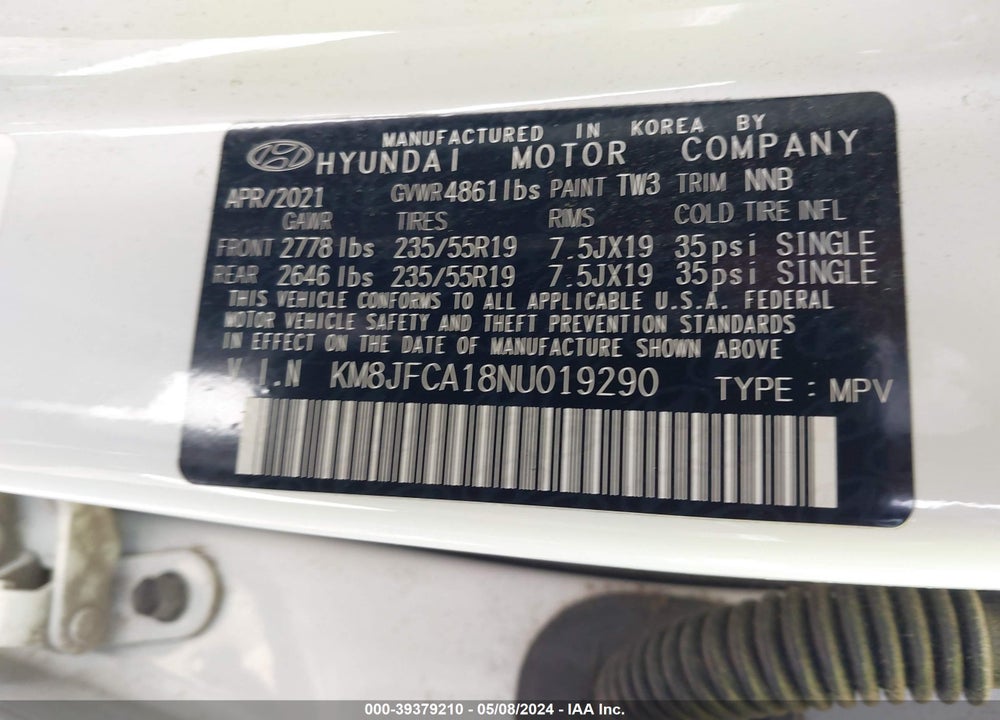 2022 HYUNDAI TUCSON HYBRID SEL CONVENIENCE VIN: KM8JFCA18NU019290