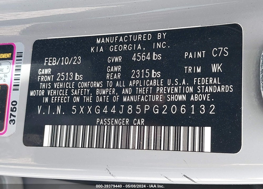 2023 KIA K5 GT VIN: 5XXG44J85PG206132