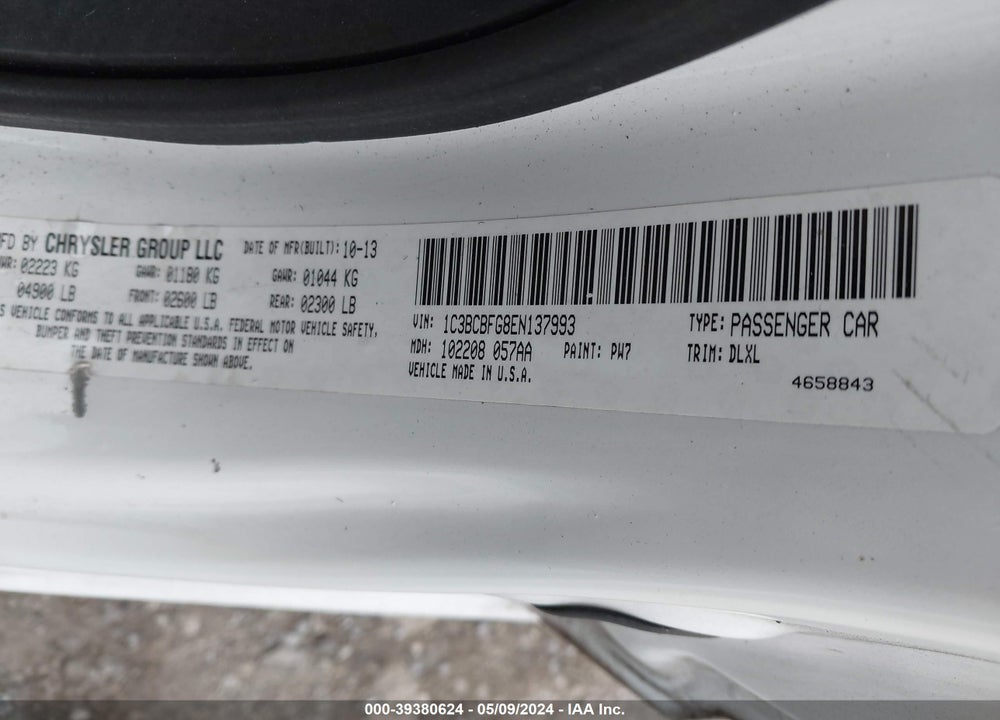 2014 CHRYSLER 200 LIMITED VIN: 1C3BCBFG8EN137993