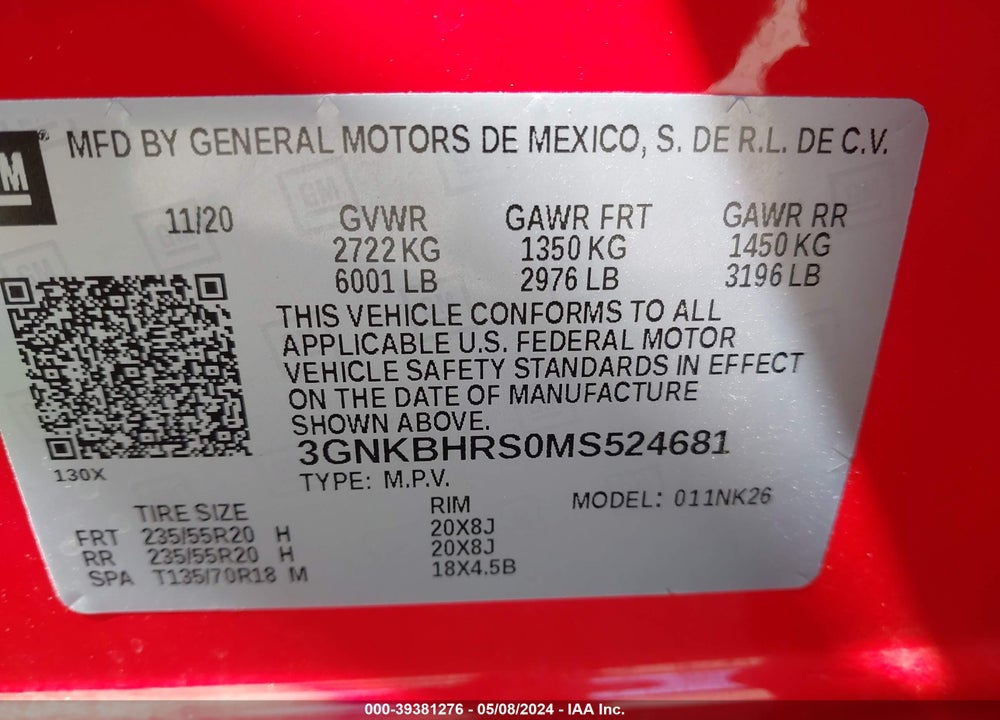 2021 CHEVROLET BLAZER AWD 2LT VIN: 3GNKBHRS0MS524681
