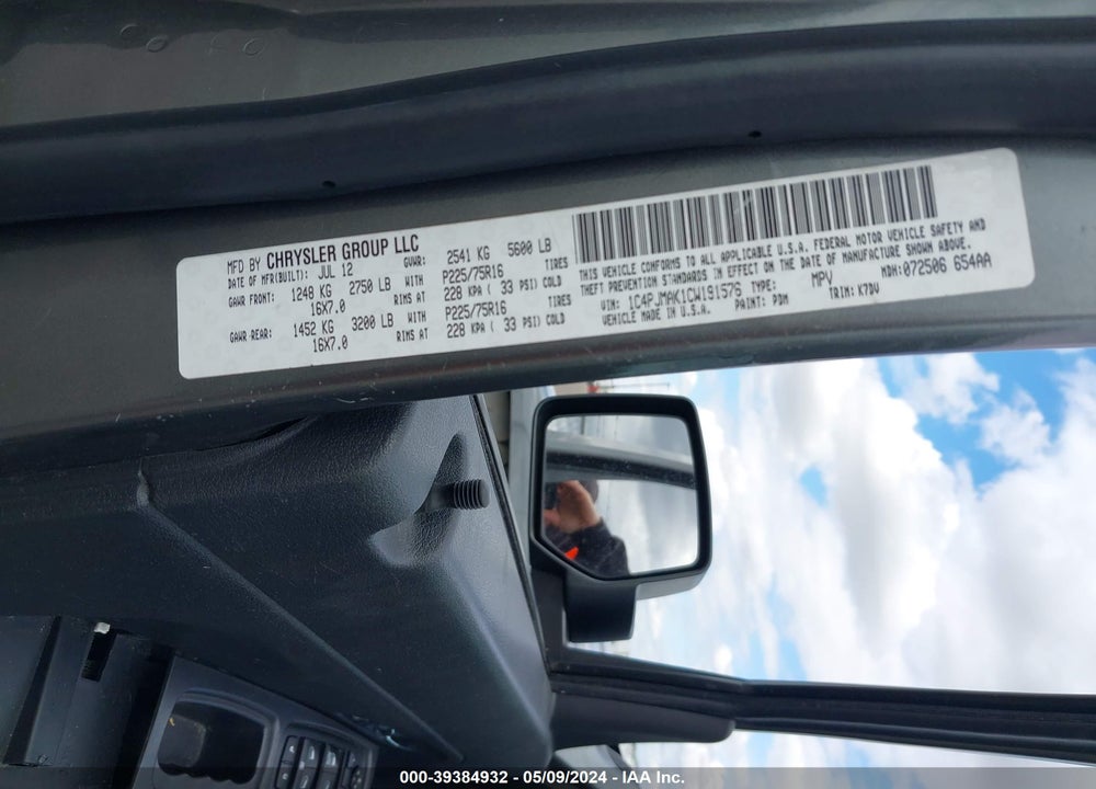 2012 JEEP LIBERTY SPORT VIN: 1C4PJMAK1CW191576