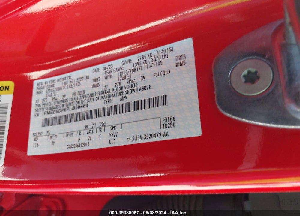 2023 FORD BRONCO WILDTRAK VIN: 1FMEE5DP6PLB58889