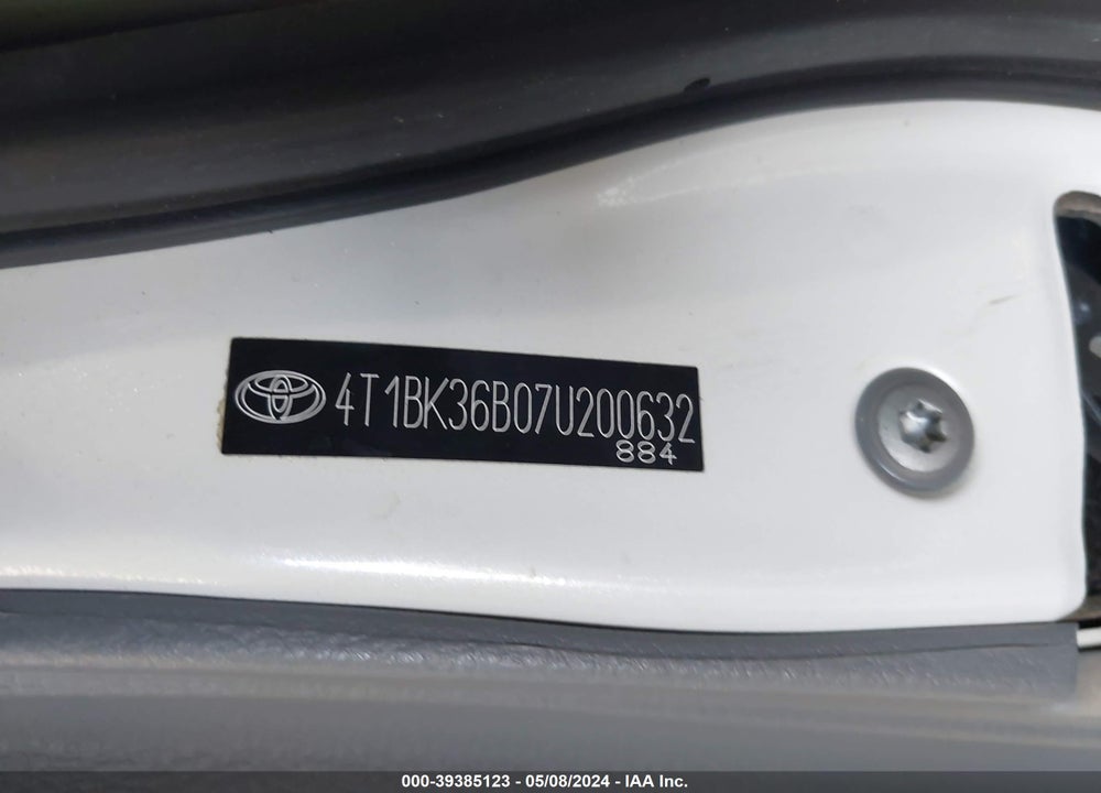 2007 TOYOTA AVALON LIMITED VIN: 4T1BK36B07U200632