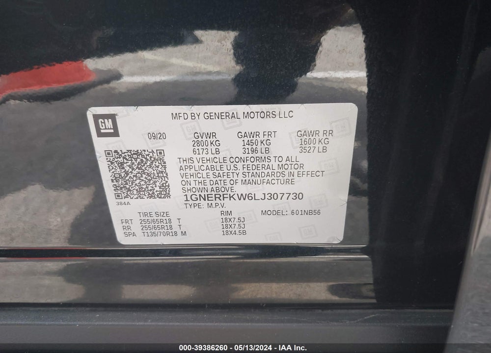 2020 CHEVROLET TRAVERSE FWD LS VIN: 1GNERFKW6LJ307730