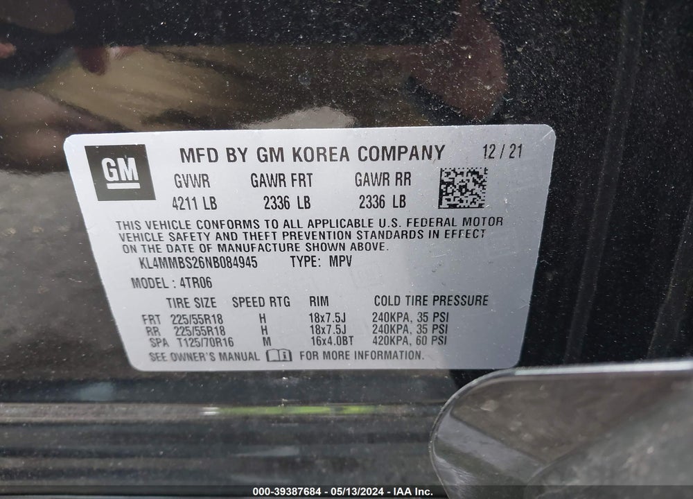 2022 BUICK ENCORE GX FWD PREFERRED VIN: KL4MMBS26NB084945