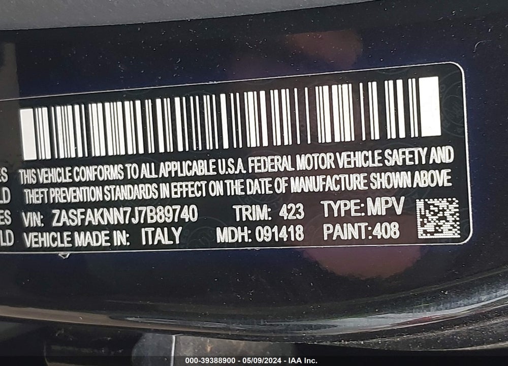 2018 ALFA ROMEO STELVIO TI SPORT AWD VIN: ZASFAKNN7J7B89740