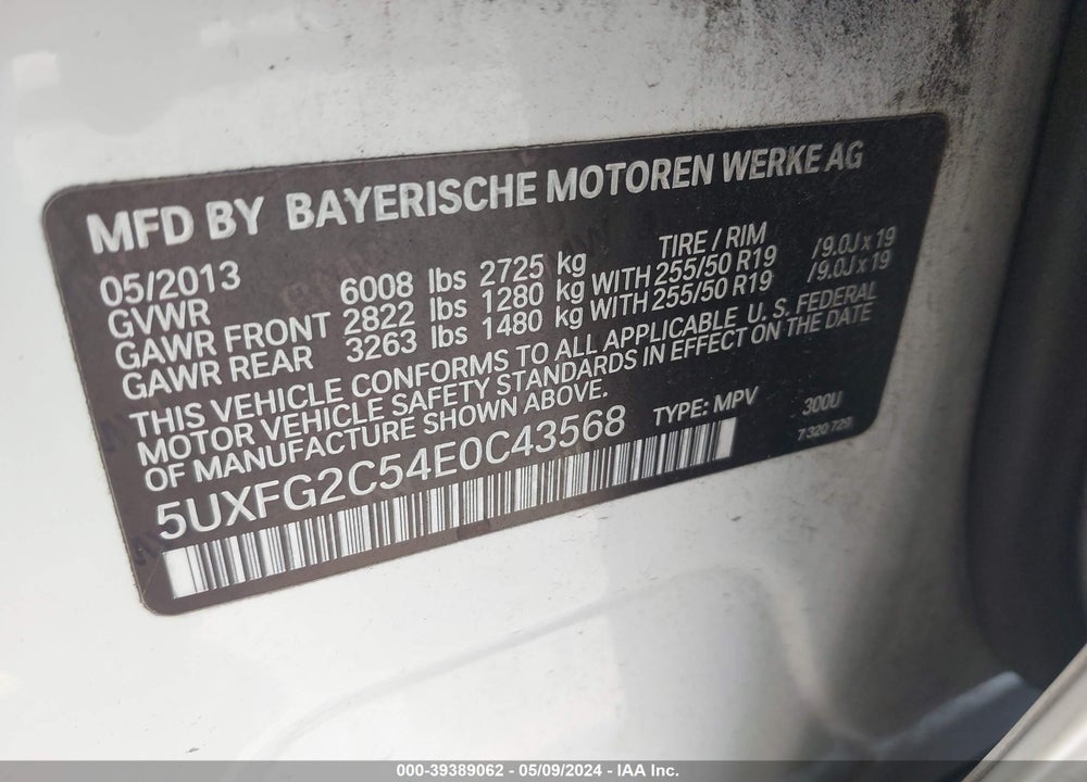 2014 BMW X6 XDRIVE35I VIN: 5UXFG2C54E0C43568