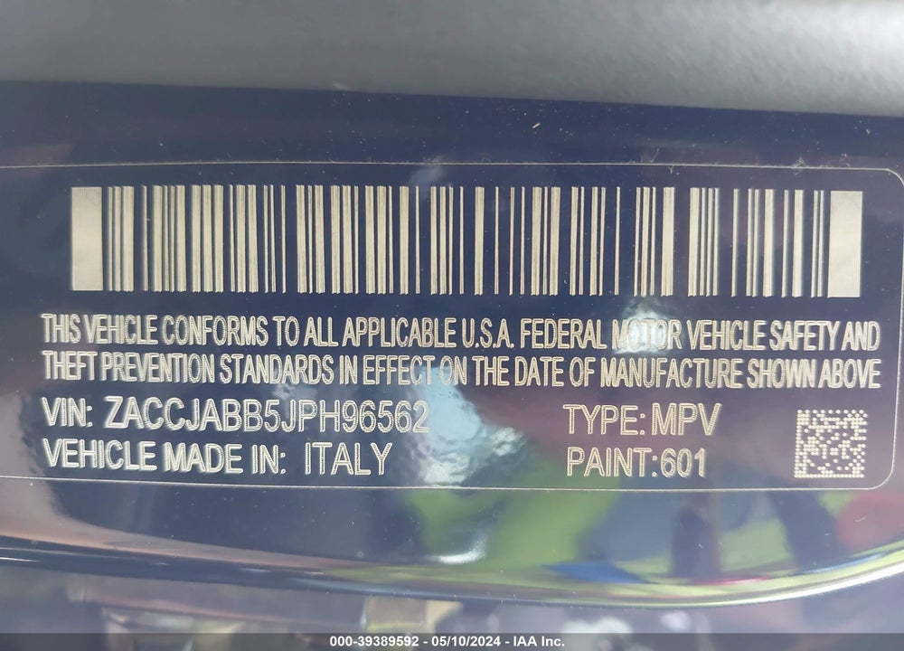 2018 JEEP RENEGADE LATITUDE FWD VIN: ZACCJABB5JPH96562