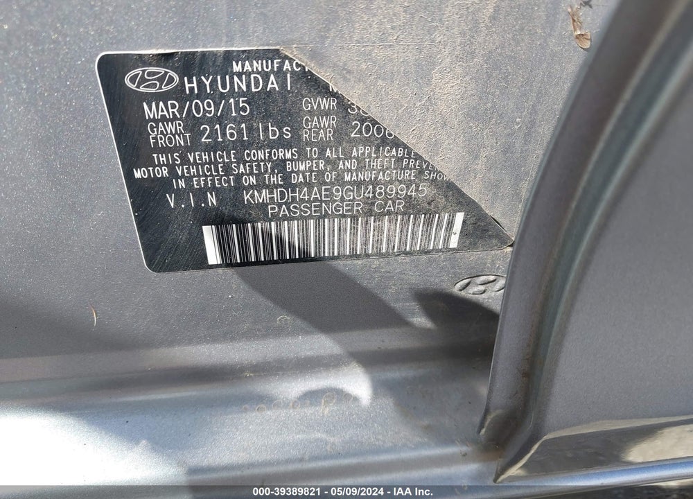 2016 HYUNDAI ELANTRA SE VIN: KMHDH4AE9GU489945