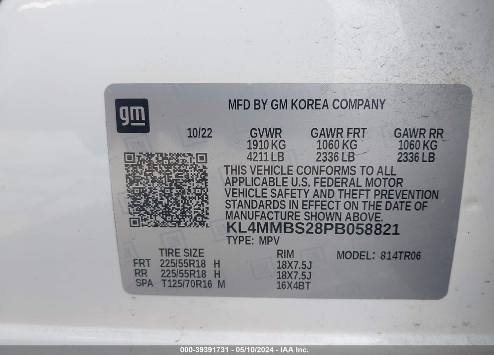 2023 BUICK ENCORE GX PREFERRED FWD VIN: KL4MMBS28PB058821