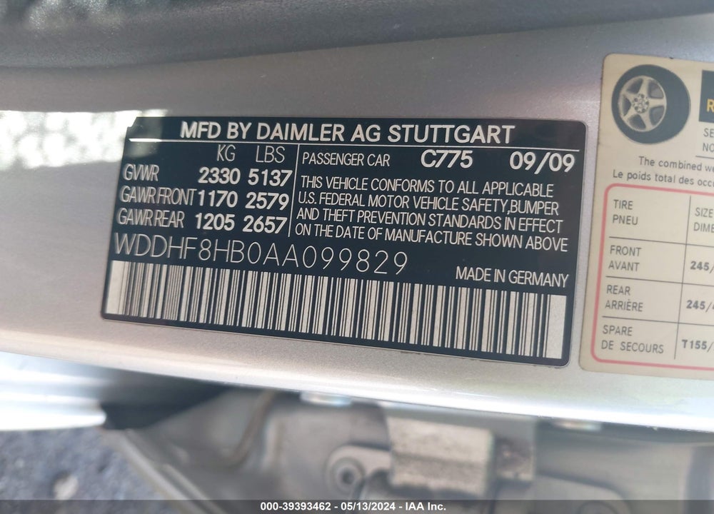 2010 MERCEDES-BENZ E 350 4MATIC VIN: WDDHF8HB0AA099829