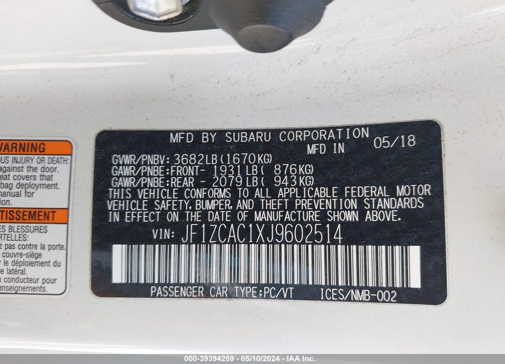 2018 SUBARU BRZ LIMITED VIN: JF1ZCAC1XJ9602514