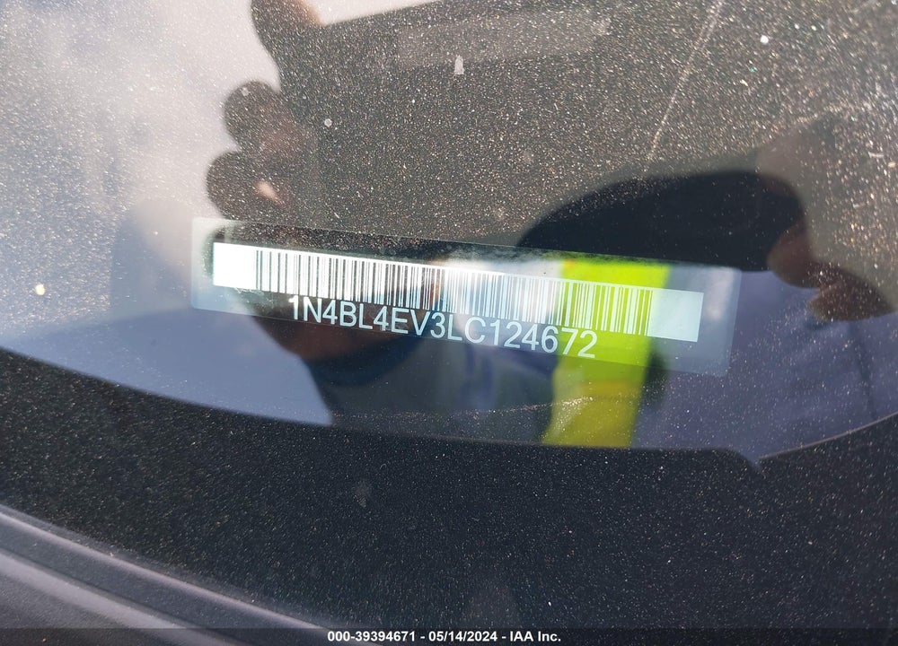 2020 NISSAN ALTIMA SL FWD VIN: 1N4BL4EV3LC124672