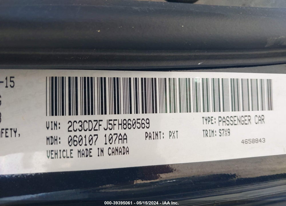2015 DODGE CHALLENGER R/T SCAT PACK VIN: 2C3CDZFJ5FH860569