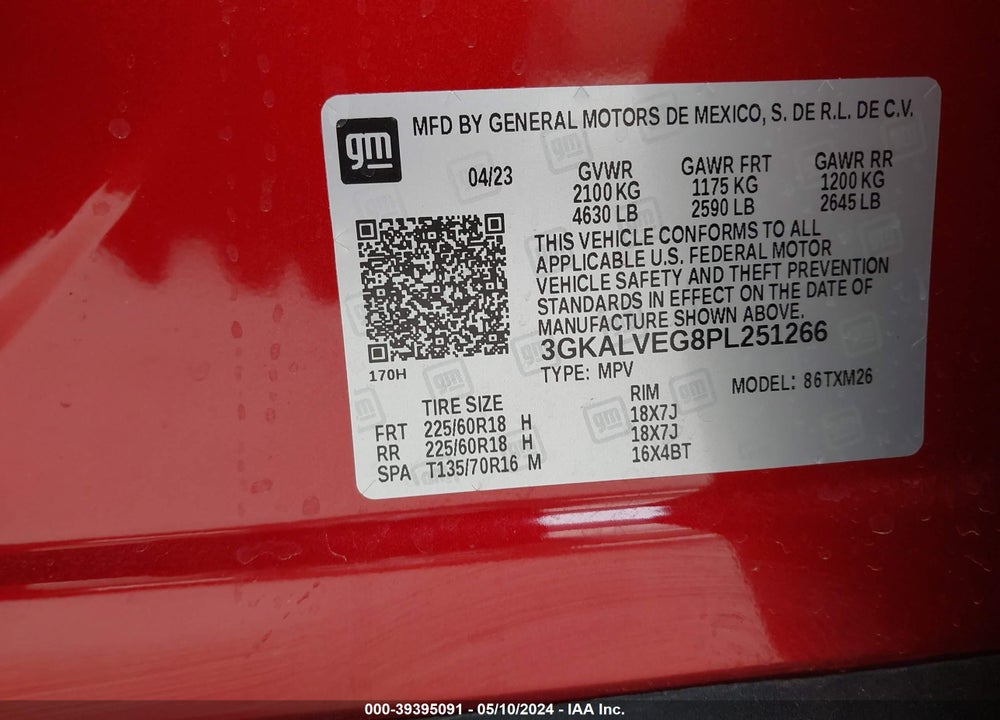 2023 GMC TERRAIN AWD SLT VIN: 3GKALVEG8PL251266